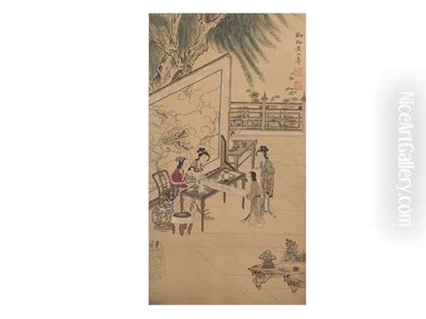 Figure Of Woman Servant Is Painting - view 1