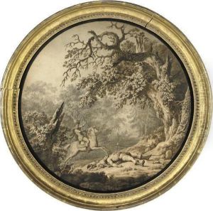 Wooded Landscape With A Horseman And A Fallen Soldier
; And
A Brigand Attacking A Soldier by John James Barralet