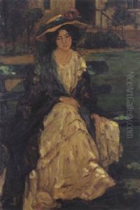 Jeune Fille Au Chapeau A Fleur by Henry Salem Hubbell