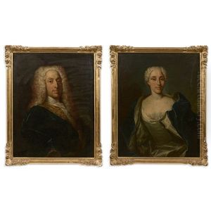 Portrait De Johann Georg Ernst (+ Portrait De Johanna Esther Tillier; Pair) by Johann Rudolf Huber the Elder