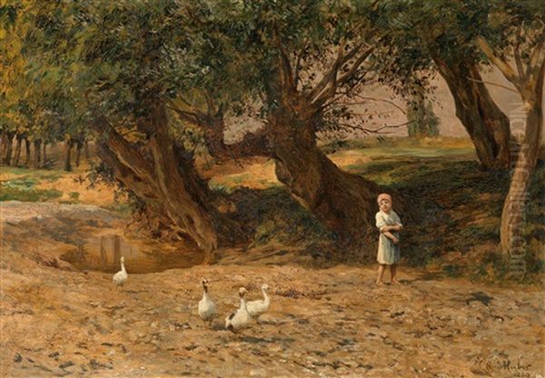 Die Kleine Gansehirtin Unter Weiden - view 1