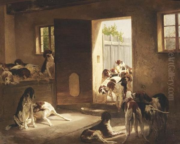 Hundemeute. Jagdhunde Im Stall - view 1