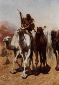 Kamele In Der Wuste by Carl Rudolph Huber
