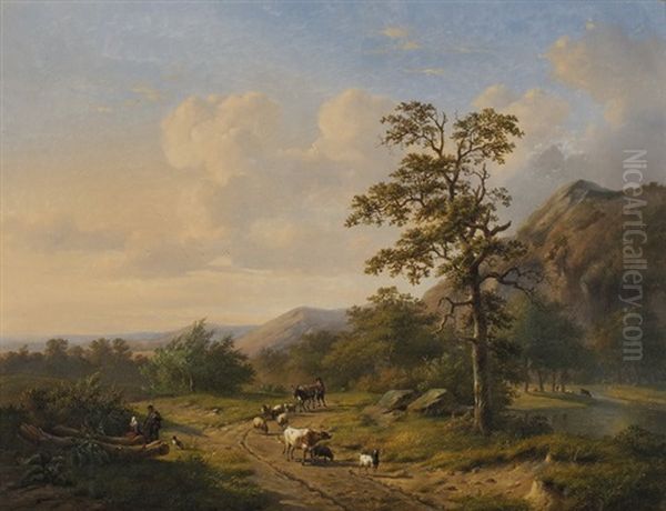 Pastorale Landschaft Mit Hirten Und Tieren - view 1