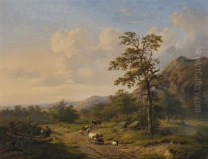 Pastorale Landschaft Mit Hirten Und Tieren Pastorale Landschaft Mit Hirten Und Tieren