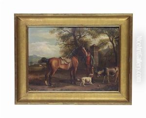 A Horseman And His Horse With A Dog And A Goat, A Pasture And Town Beyond A Horseman And His Horse With A Dog And A Goat, A Pasture And Town Beyond