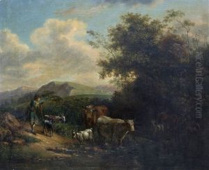 La Halte Au Cours D'eau by Jean Voltaire Huber
