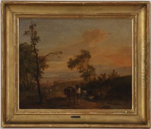 Scene Paysanne Dans Un Paysage by Jean Voltaire Huber
