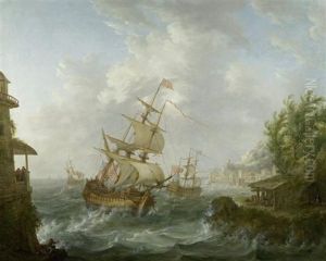 Seeschlacht Mit Amerikanischen Und Britischen Fregatten by Johann Caspar Huber