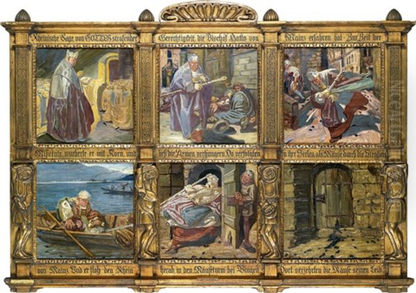 Szenen Aus Der Rheinischen Sage Uber Bischof Batto Von Mainz (6 Works In 1 Frame) - view 1
