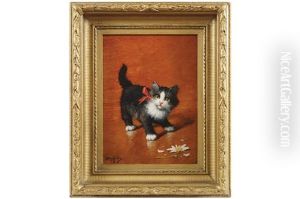 A Cat With A Flower by Leon Charles Huber