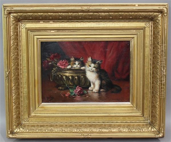 Les Chatons Jouant Dans La Jardiniere - view 1