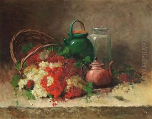 Still Life With Redcurrants And Green Pitcher by Leon Charles Huber