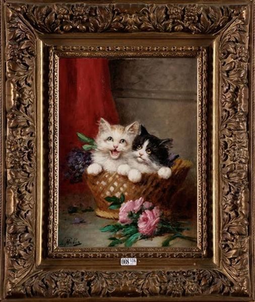 Chatons Dans Un Panier De Fleurs - view 1