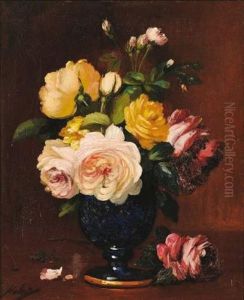Bouquets De Fleurs (2 Works) by Leon Charles Huber