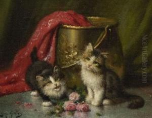 Zwei Katzchen by Leon Charles Huber