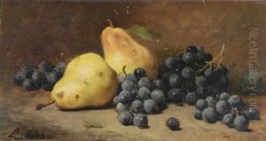 Stillleben Mit Birnen Und Blauen Trauben by Leon Charles Huber