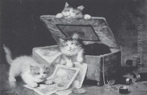Chatons A La Boite A Bijoux by Leon Charles Huber