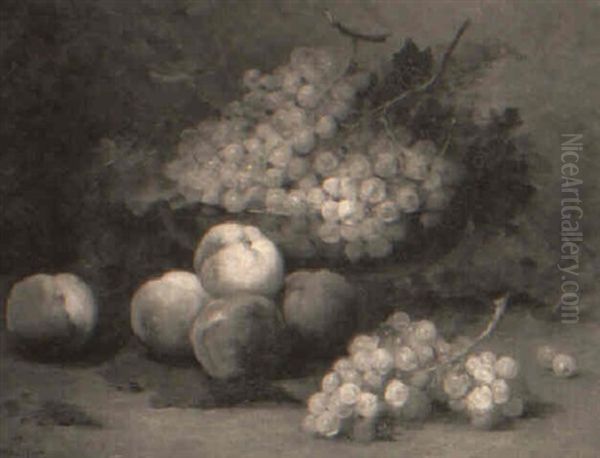 Still Life With Grapes, Peaches And Green Leaves - view 1