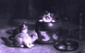 Mischievous Kittens by Leon Charles Huber