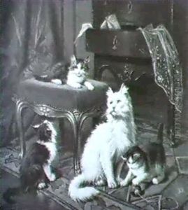 Interieur Mit Spielenden Katzen by Leon Charles Huber