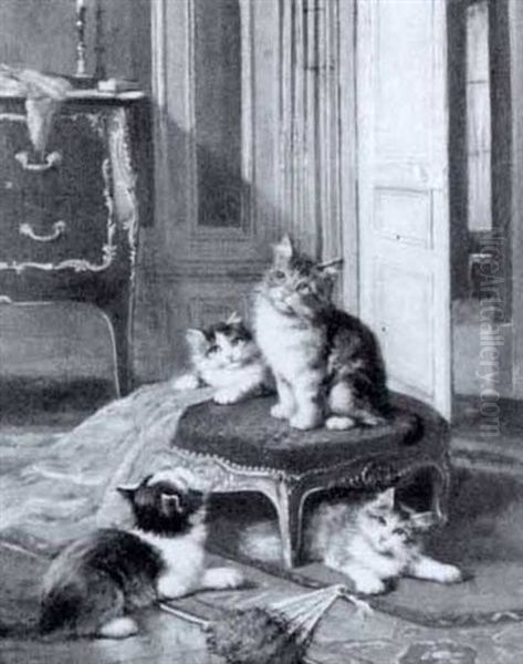 Four Playful Kittens In An Interior - view 1