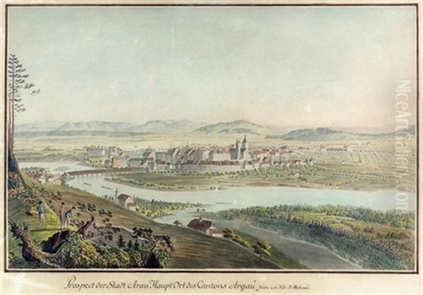 Pastorale Szene Vor Hugeliger Flusslandschaft - view 1