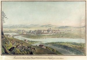 Pastorale Szene Vor Hugeliger Flusslandschaft by Wilhelm Jakob Huber