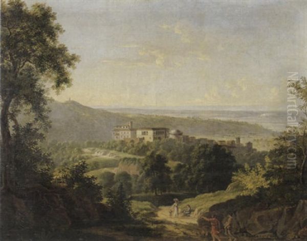 Italienische Landschaft Mit Sicht Auf Eine Stadt - view 1