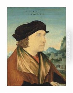 Portrait Of A Gentleman, Bust-length, A Landscape Beyond by Wolf Huber