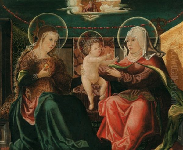Maria Mit Dem Kinde Und Der Mutter Anna, In Den Wolken Daruber Der Segnende Gottvater Mit Der Weltkugel - view 1