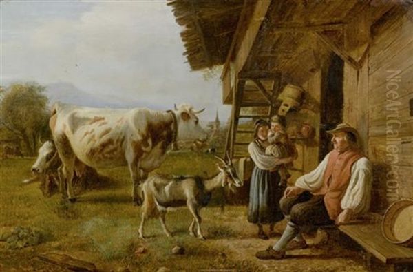 Bauernfamilie Vor Dem Haus - view 1