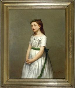 Madchen Im Weisen Kleid Bei Der Andacht by Julius Huebner the Younger