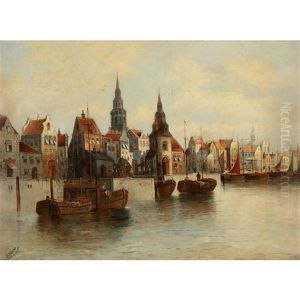 Harbor Scene by Anton Huebner