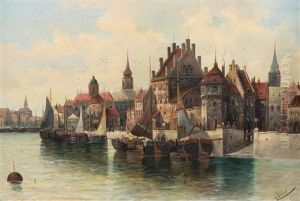 Belebte Niederlandische Hafenstadt by Anton Huebner