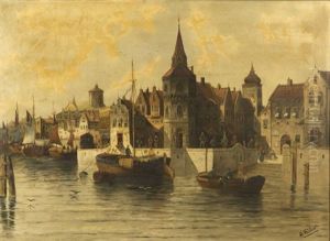 Views Of Antwerp & Rotterdam (pair) by Anton Huebner