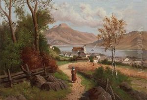 Idealisierte Ansicht Auf Mondsee by Anton Huebner