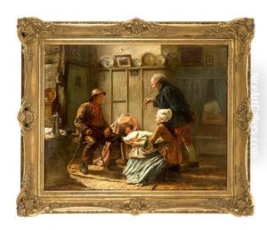 Interieurszene Mit Kinderkrippe by Carl Wilhelm Huebner
