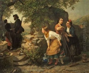 Belauschtes Liebespaar by Carl Wilhelm Huebner
