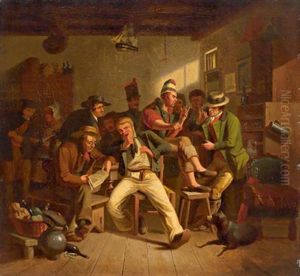 Frohliche Wirtshausszene by Carl Wilhelm Huebner