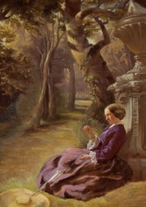 Im Park Des Schlosses Fontainebleau by Carl Wilhelm Huebner