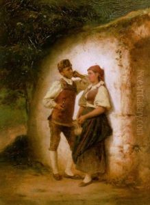 Vertrauliches Gesprach by Carl Wilhelm Huebner