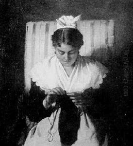 Knitting by Carl Wilhelm Huebner