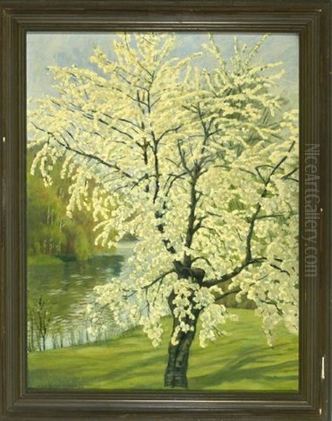 Bluhender Baum Am Fluss - view 1