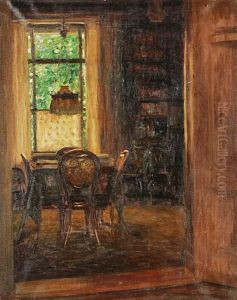 The Library At Ahornstrasse by Heinrich (Ed. Julius H.) Huebner
