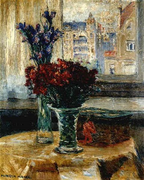 Still Life Of Flowers In Vases On A Table Before A Window - view 1