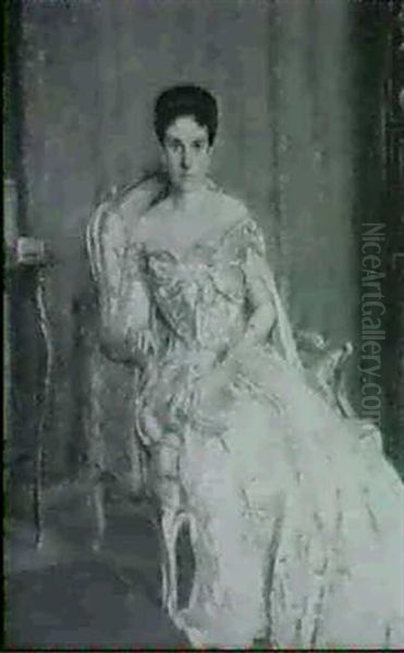 Grafin H. Von Matushka (1869-1935), In Abendrobe In Einem Fauteuil Sitzend - view 1