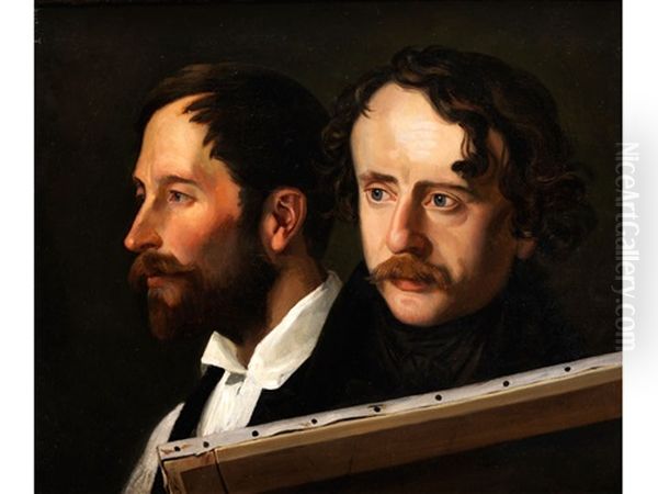 Doppelportrait, Wohl Ferdinand Theodor Hildebrandt Und Carl Friedrich Lessing - view 1