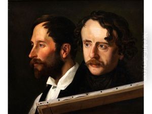 Doppelportrait, Wohl Ferdinand Theodor Hildebrandt Und Carl Friedrich Lessing by Julius (Rudolf Jul. Benno) Huebner