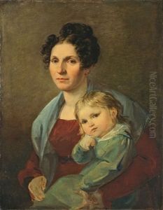 Karoline Carus Mit Ihrem Enkel Wolfgang Rietschel by Julius (Rudolf Jul. Benno) Huebner